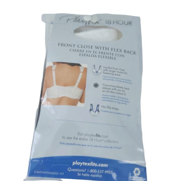 New Playtex 18-hour Bra 44DD #4695 White Front Closure, Wirefree Bra - Picture 2 of 3